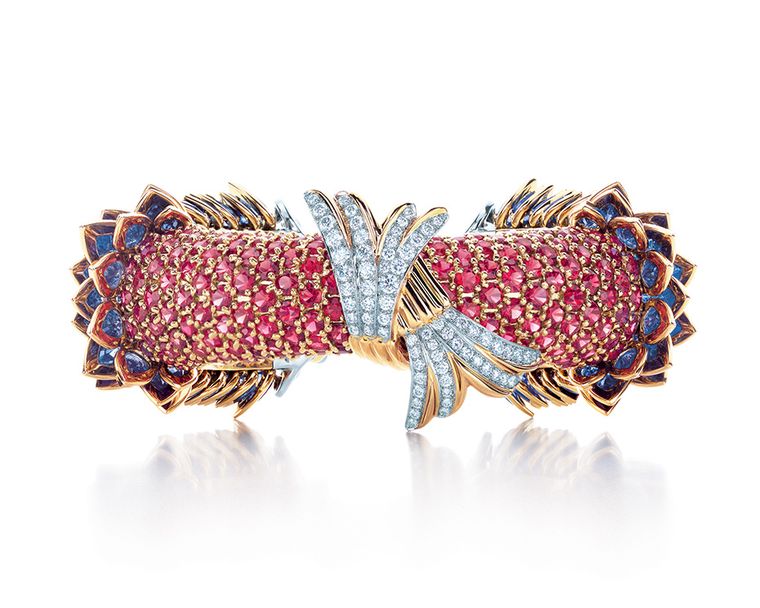 Jean Schlumberger for Tiffany & Co. fish bracelet, from the Blue Book Collection, with sapphires, red spinels and diamonds in platinum and gold. 