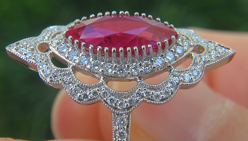 GIA 2.53 ct UNHEATED Natural VVS Red Ruby Diamond PLATINUM Cocktail Ring