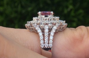 GIA 3.24 ct VVS Natural UNHEATED Pink Sapphire Diamond 18k Gold Engagement Ring