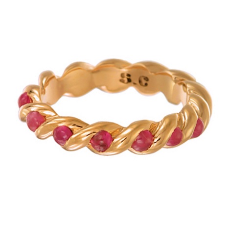 Twist Ring “Pacte” Pink Gold and Ruby.