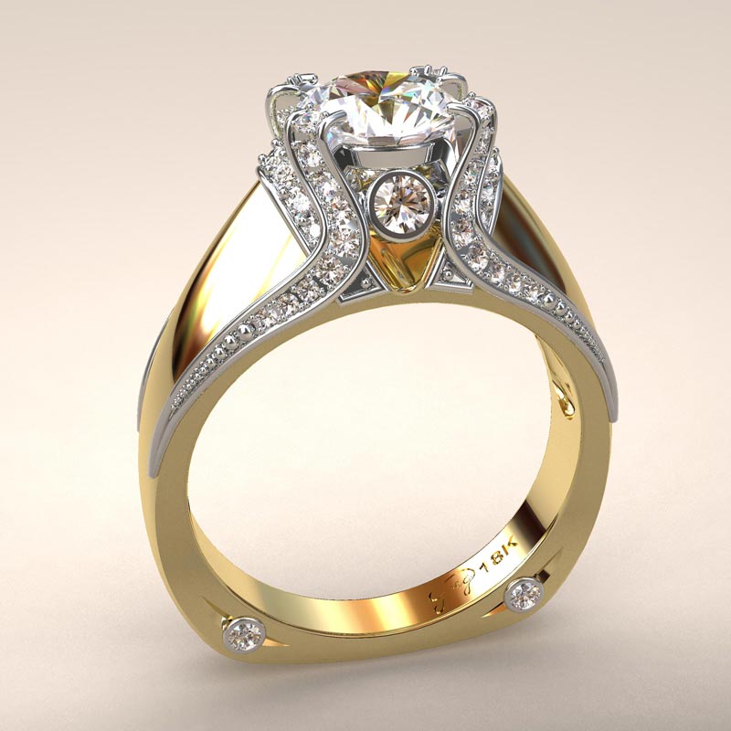 Italian Top Ladies Diamond and 18k Ring