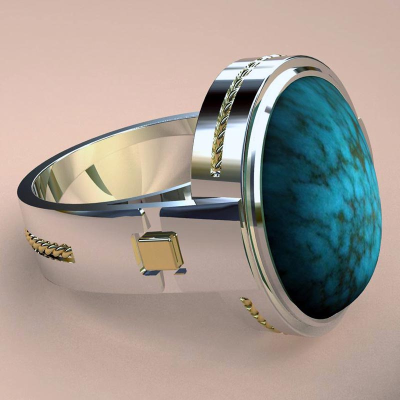 18K and Sterling Carico Lake Turquoise Ring