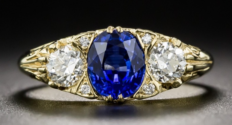 Victorian Style Sapphire and Diamond Ring