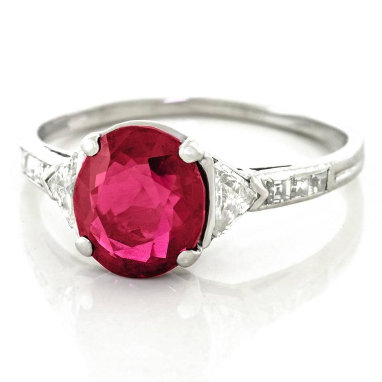 Tiffany & Co. Art Deco No-Heat Mogok Burma Ruby & Diamond Platinum Ring $88,000