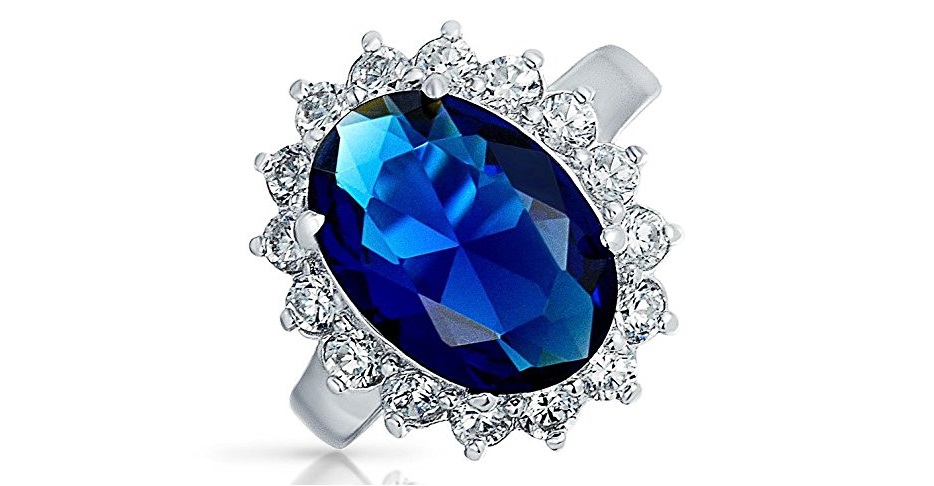 Bling Jewelry 925 Sterling Silver 4ct Blue Engagement Ring