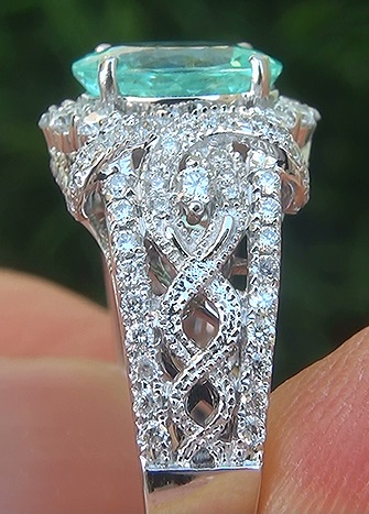 GIA 2.80 ct VVS Natural Paraiba Tourmaline Diamond 14k White Gold Estate Ring