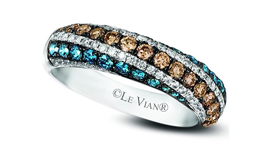 LeVian Exotics Chocolate & Blueberry Diamond Pave Ring Set in 14K White Gold