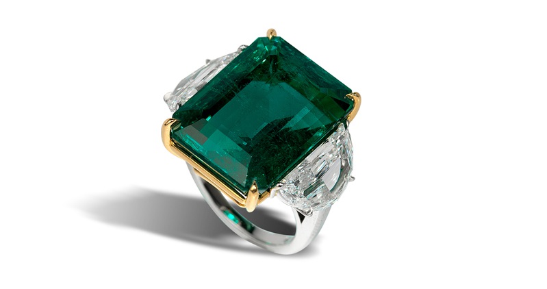 A Gorgeous 23 Carat Colombian Emerald and Diamond Ring by Bayco Jewelery