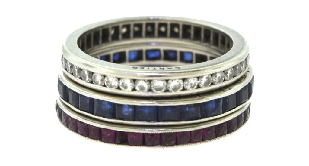Three Estate 1950s Cartier Ruby, Diamond, and Sapphire Rings