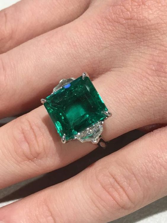 Natural 11.60 Carat GIA Cert Colombian Emerald Platinum Ring $325,000