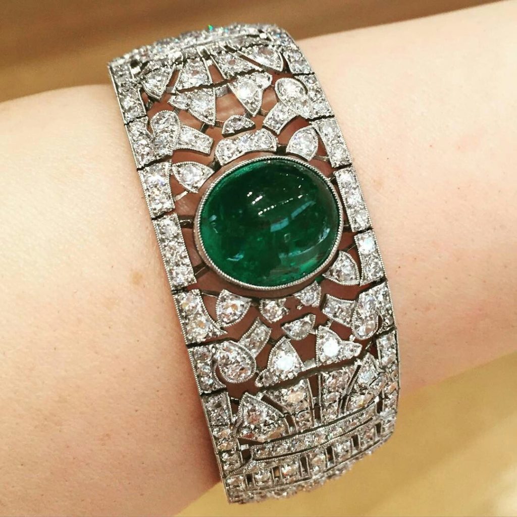 Art Deco Diamond and Emerald bracelet.