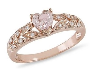 Heart-Shaped Morganite and Diamond Accent Ring in 10K Rose Gold