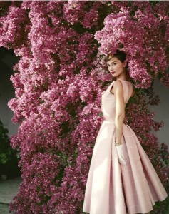 Norman Parkinson’s Audrey Hepburn with Flowers, 1955.
