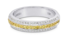 Leibish & Co Diamond Bands Ring Set in 18K White Yellow Gold