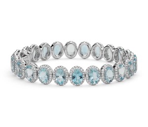 Aquamarine and Diamond Halo Bracelet 