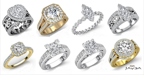 Diamond Rings at Javda Jewelry. High end custom diamond jewelry specializing in men and women engagement settings, wedding bands, diamond eternity rings, and bridal sets. 