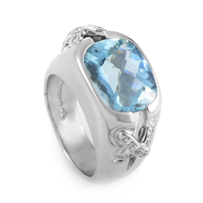 Tiffany & Co. Platinum Aquamarine & Diamond Ring 