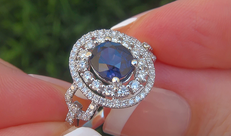 GIA 2.43 ct UNHEATED Natural VVS2 Color Change Sapphire Diamond 14k Gold Ring