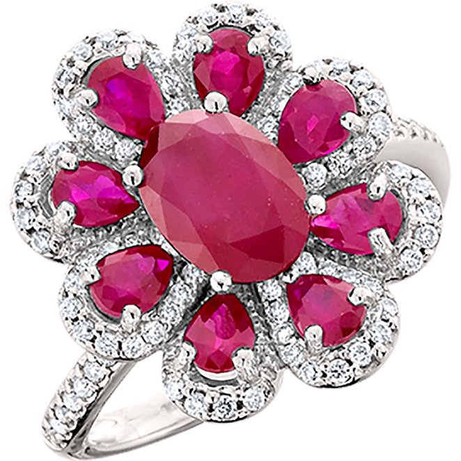 Amoro 14kt White Gold Ruby and Diamond Ring