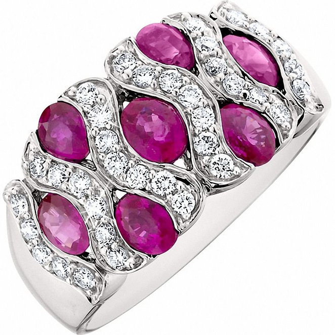 Amoro Ruby and Diamond ring in 14kt white gold