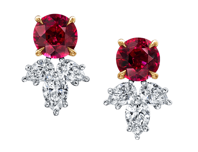 Harry Winston Ruby and Diamond Cluster Earrings