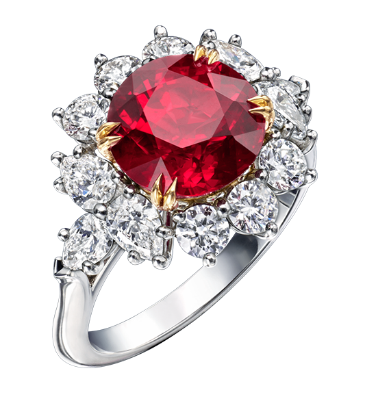 Harry Winston Round Brilliant Ruby and Diamond Ring