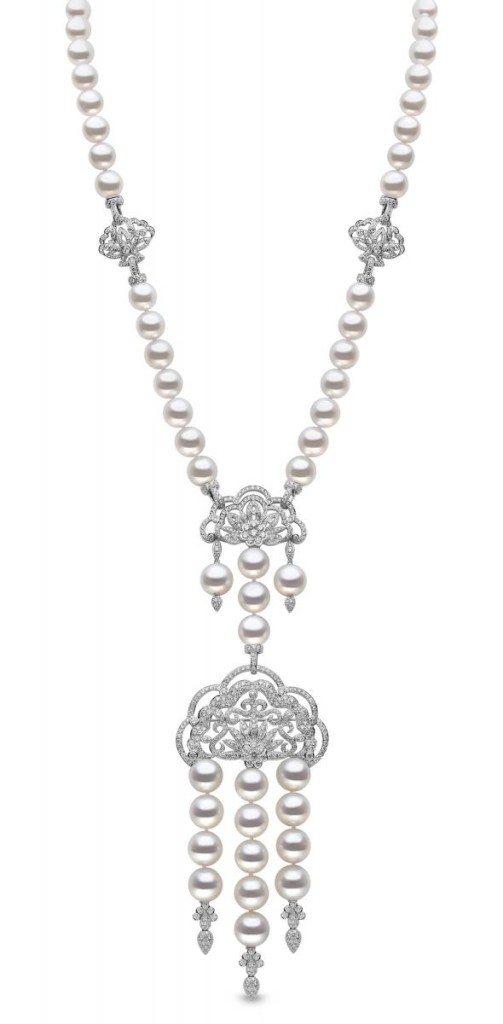 Multi-wear convertible necklace/brooch in 18k white gold with 11 mm–15 mm South Sea pearls and 18.29 cts. t.w. diamonds by Yoko London, price on request