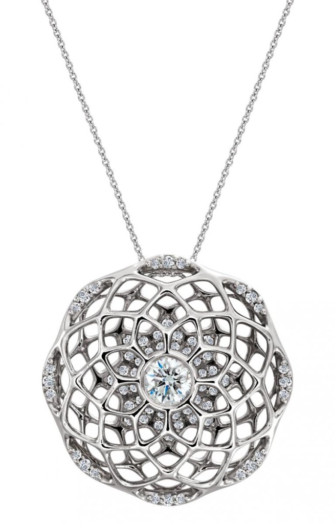 One-of-a-kind cage pendant in platinum with 0.5 ct. t.w. diamonds by Stuller, price on request