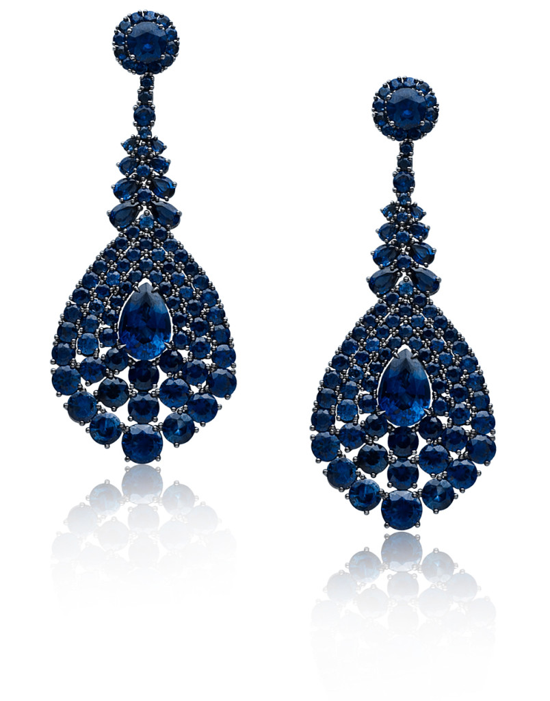 Sapphire and 18K Blackened Gold Earrings from the Stephen Russell Collection. 
