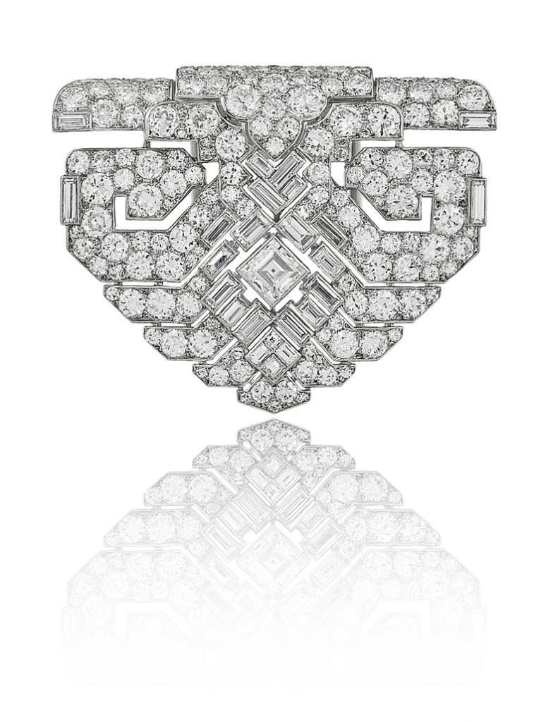 A Magnificent Platinum & Diamond Art Deco Clip by Cartier, London, circa 1930.