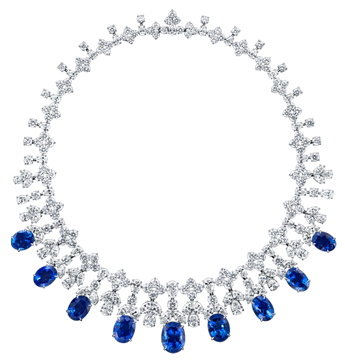 Cascading Sapphire and Diamond Drop Necklace
