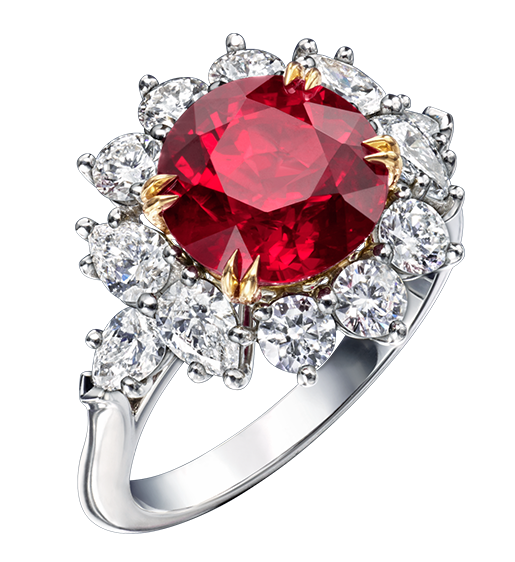 Round Brilliant Ruby and Diamond Ring
