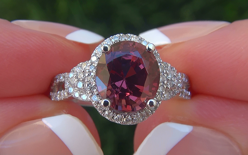 GIA 3.40 ct UNHEATED Natural VVS Pink Spinel Diamond 14k White Gold Ring
