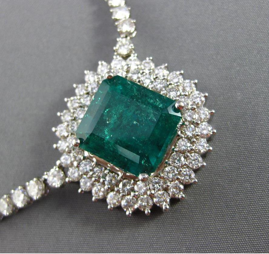 Gorgeous Estate 23.81 Ct Colombian Emerald and Diamond Necklace. 12.81 Ct Colombian Emerald.