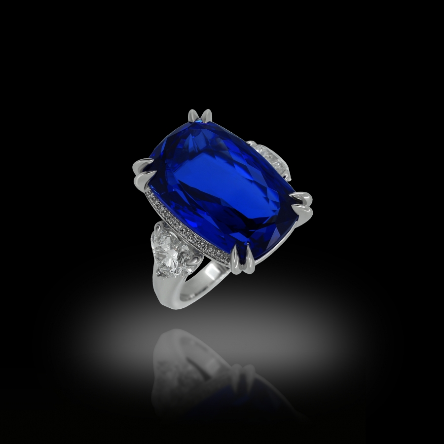 The "New York" Tanzanite and White Diamonds Ring 18K White Gold