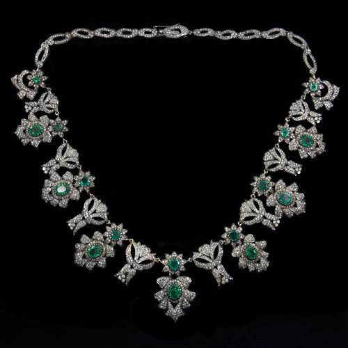 A magnificent vintage emerald and diamond necklace