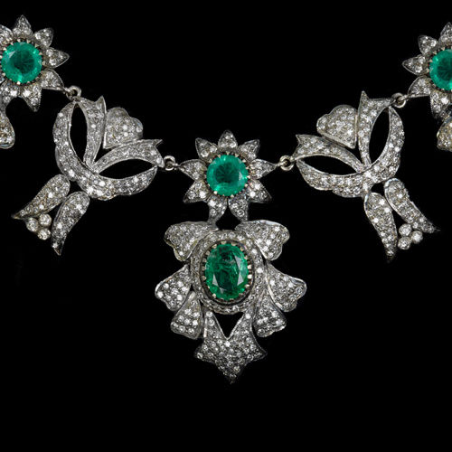 A magnificent vintage emerald and diamond necklace