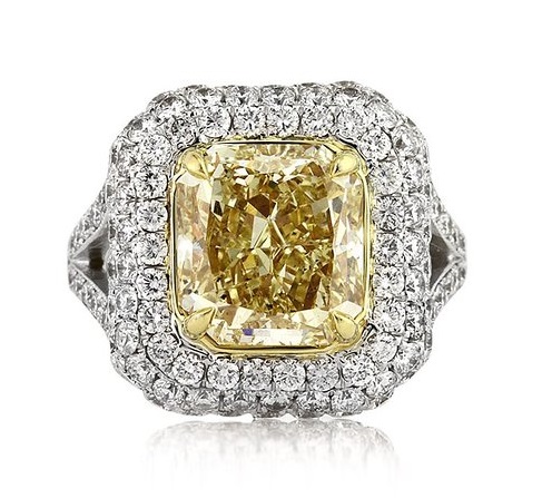 Mark Broumand 6.17ct Fancy Light Yellow Radiant Cut Diamond Engagement Ring