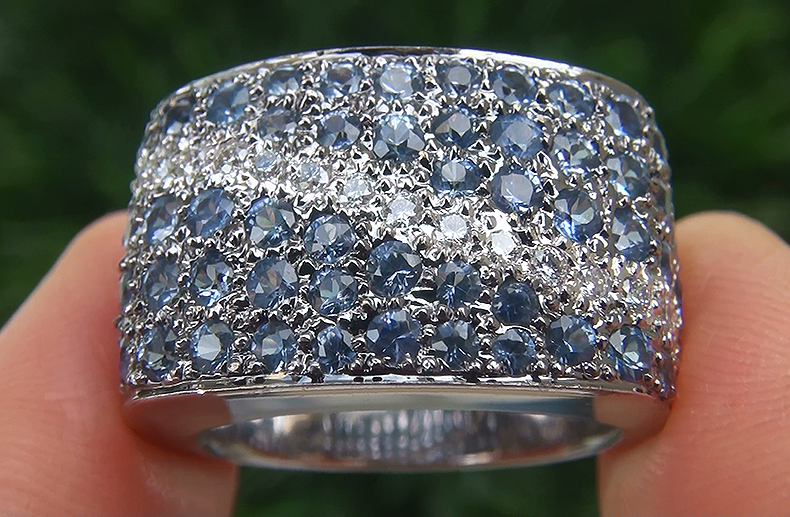Estate 3.57 ct Natural Blue Sapphire Diamond 18k Gold Cocktail Ring