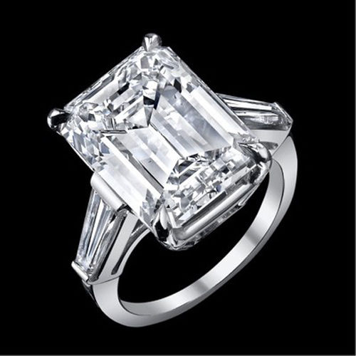 12.22 ct GIA J VS1 emerald cut baguette diamond engagement 3 stone ring platinum