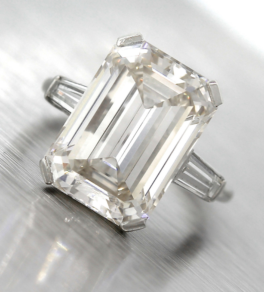 Lavish Platinum 10.80ct K VS1 Emerald Cut Diamond Baguette Engagement Ring EGL