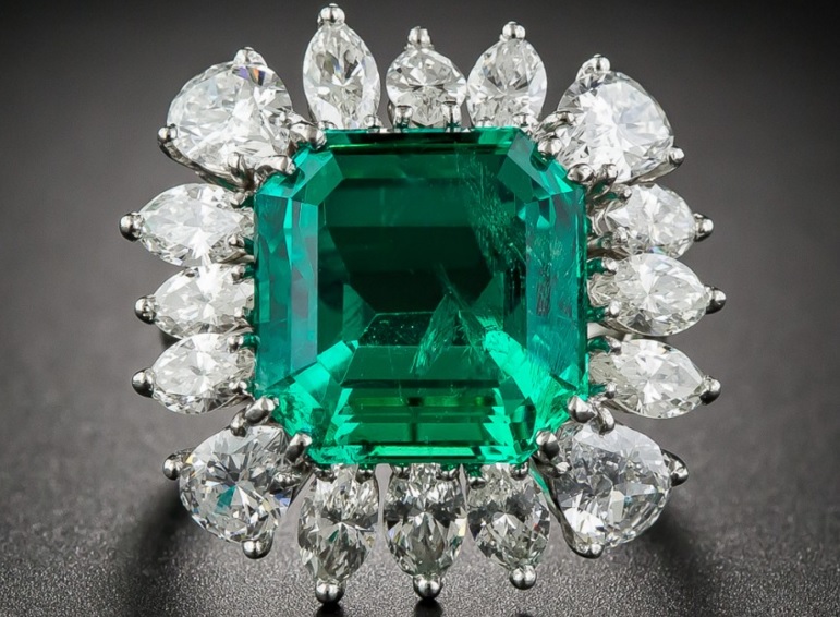 9.06 Carat Emerald and Diamond Ring - AGL Certified 