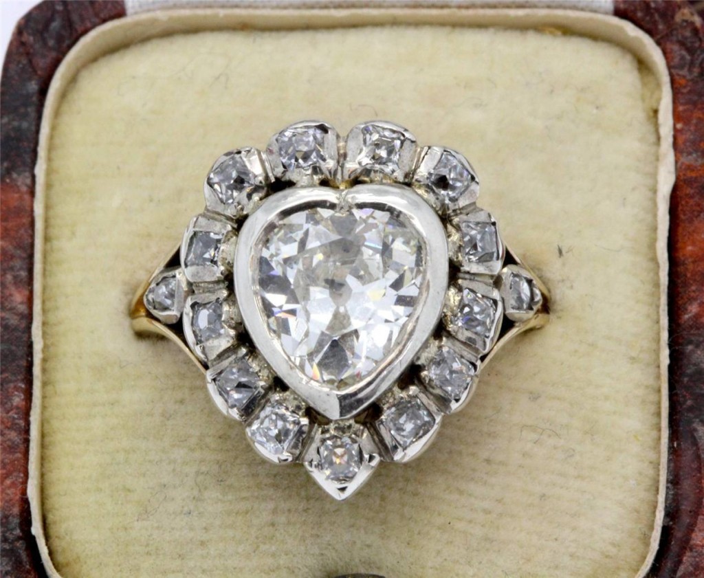 Georgian 6ct Old Mine Cut Diamond Cluster Ring Circa 1800’s