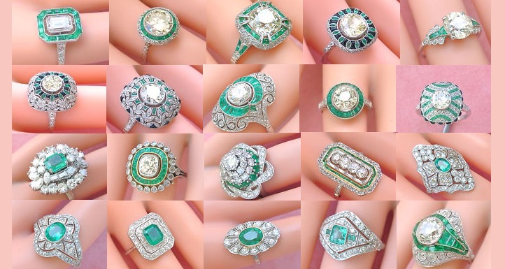 Gorgeous Vintage Emerald and Diamond Estate Rings
