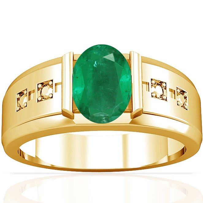 14K Yellow Gold Oval Cut Emerald Solitaire Ring