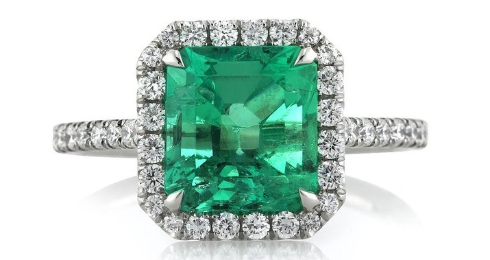 Gorgeous 2.84ct Emerald and Diamond Engagement Ring