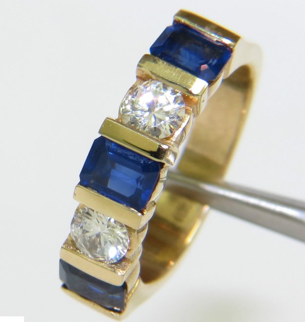 NATURAL 2.40CT SAPPHIRE DIAMOND BAND 14KT A+ CLASSIC CHANNEL DECO