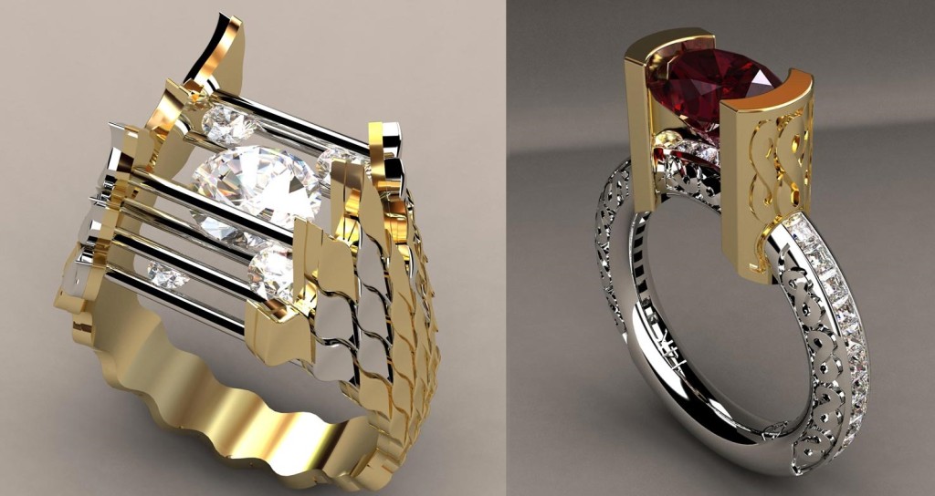 Gorgeous Designer Diamond Ring and Red Zircon Ring