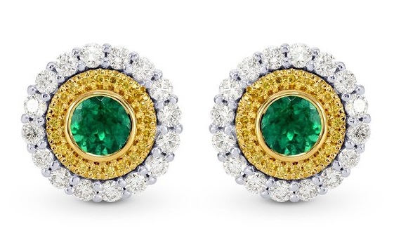 1.03Cts Emerald Gemstone Earrings Set in 18K White Yellow Gold