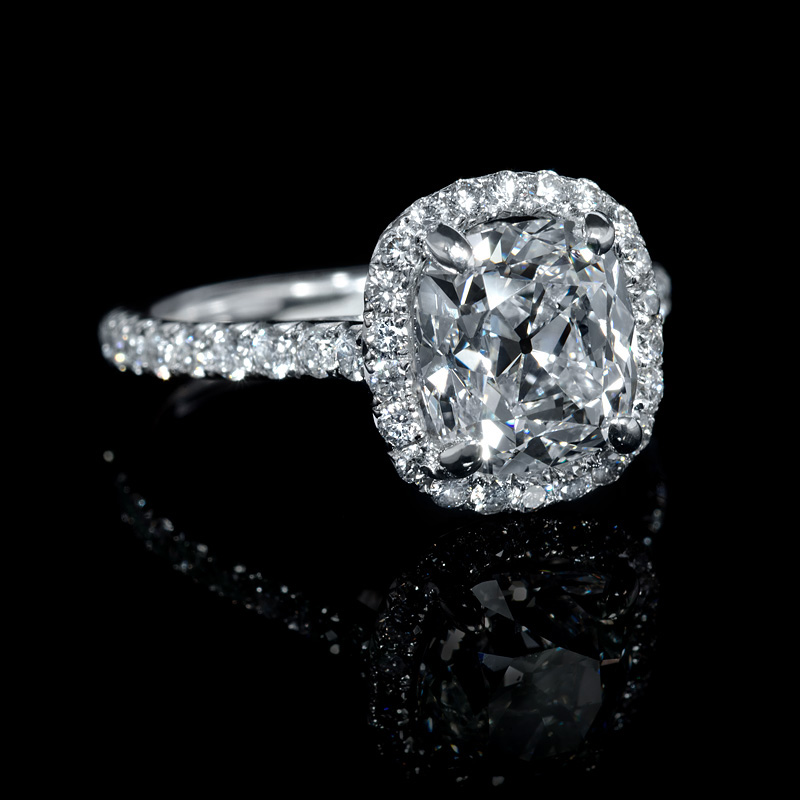 GIA Certified Diamond Platinum Halo Engagement Ring